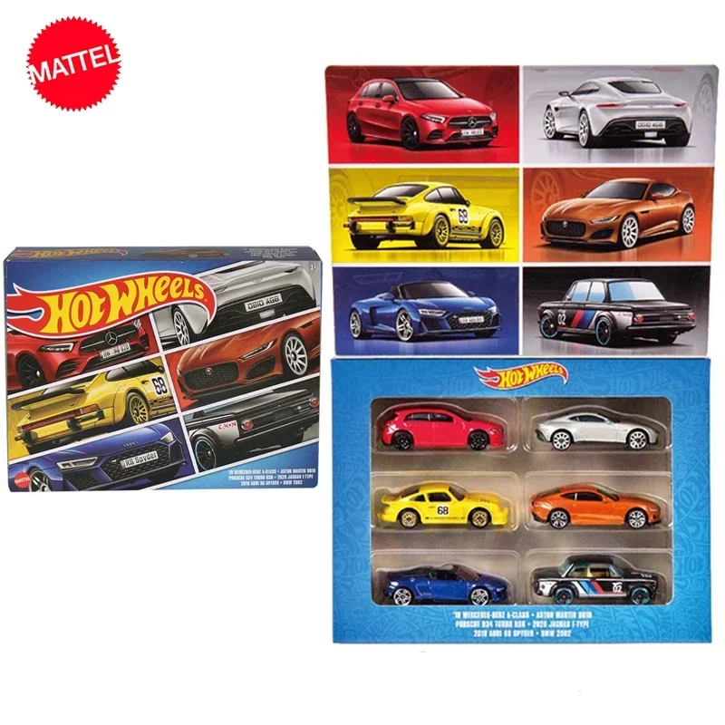 Mattel-coche Hot Wheels 1/64 para niños, modelo de vehículo Turbo, fundido a presión, 6 piezas, clásico alemán, Aston, Martin, Porsche 934