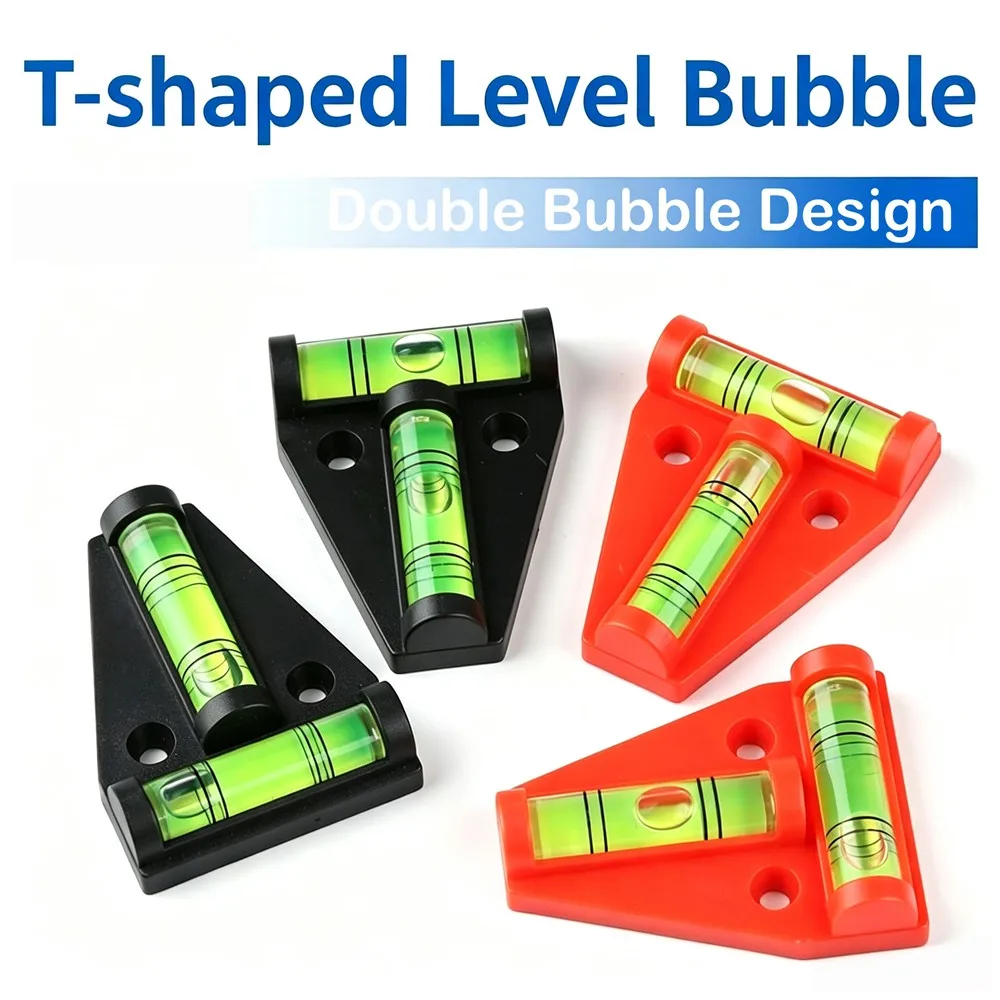 1Pcs Mini T-Shape Triangular Spirit Level Measurement Instrument Double Bubble Design Plastic High Precision Measuring Tools