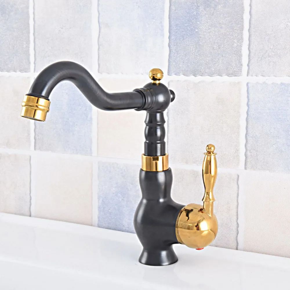 

Black Gold Color Bathroom Basin Faucet Hot Cold Mixer Tap Single Handle Basin Tap Mixer Tap zsf791