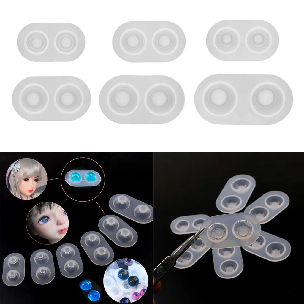 صب عيون الدمية، مقلة عين سيليكون - 6 قطع، عين راتينج الدمية، مستلزمات صناعة الدمى الرائعة