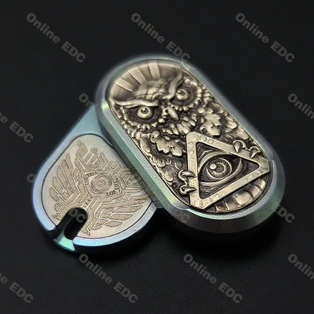 Gebrauchtes EDC Toys TKEDC 4.5 Owl Titanium dreht links und rechts 360° °   Magnetismus Push Slider Antistress Fidget Spielzeug für Erwachsene