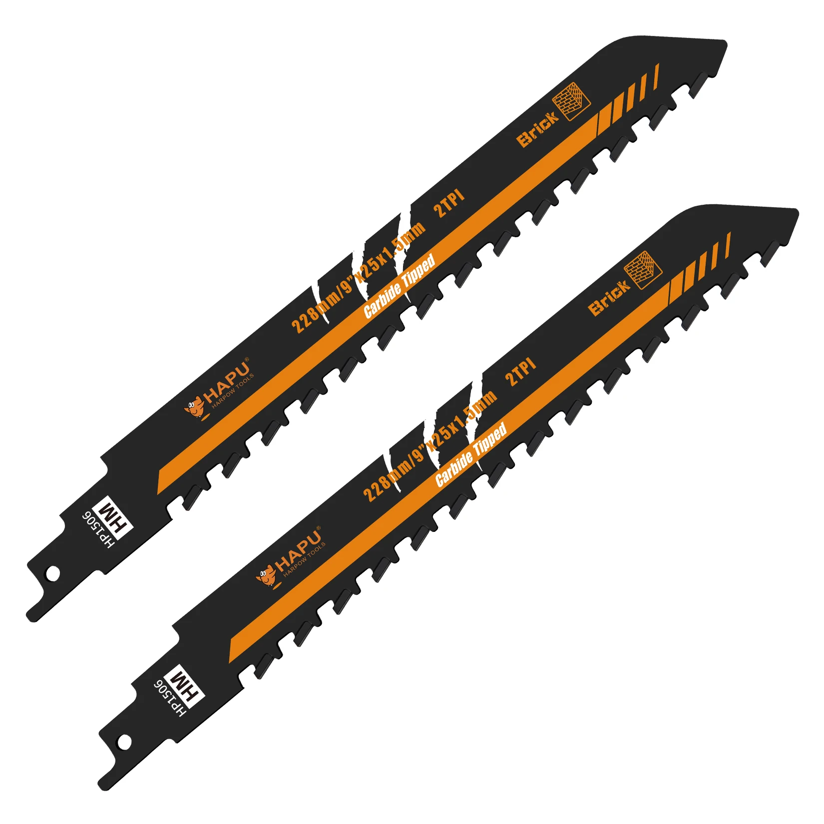 

HAPU 9-Inch Reciprocating Saw Blade 2TPI Carbide Tipped Sabre Saw Blade for Cutting Brick Tile Masonry Cement Hollow Brick