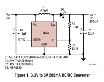 LT1613CS5 LT1613 LTED - 1.4MHz, Single Cell DC/DC Converter in 5-Lead SOT-23