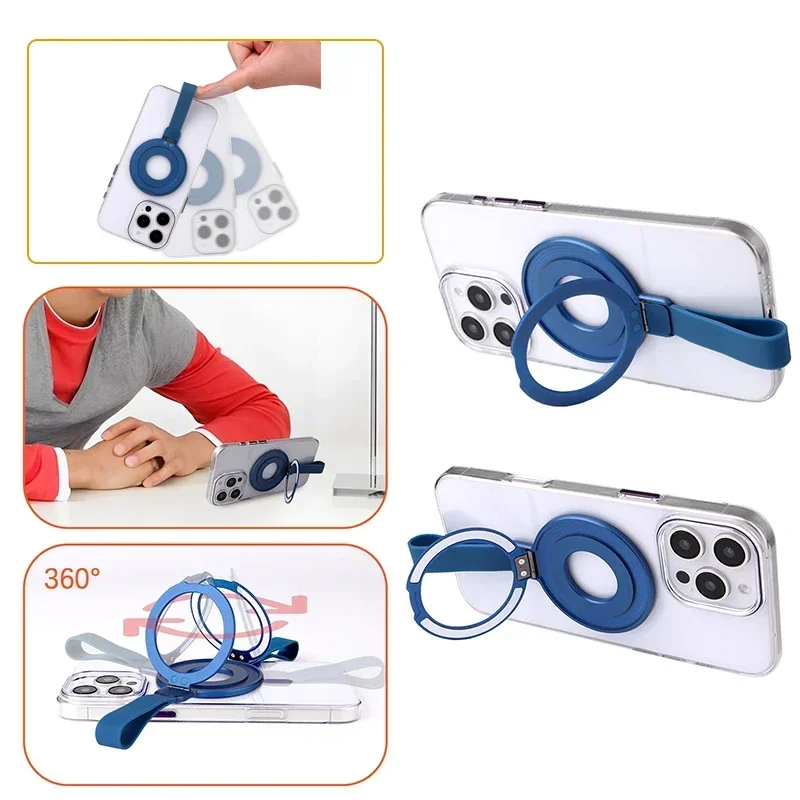 حامل هاتف السيارة المغناطيسي القوي المعدني من Magsafe 360 °   دوران البنصر حامل قبضة الهاتف الذكي آيفون 17 16 برو ماكس سامسونج #6