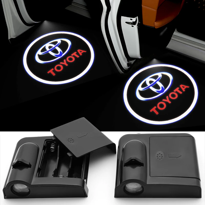 1/2Pcs Car Door Badge Welcome Light HD Wireless Projector Lamps Cars Accessories For Toyota Camry Hilux Prius Auris Corolla Rav4