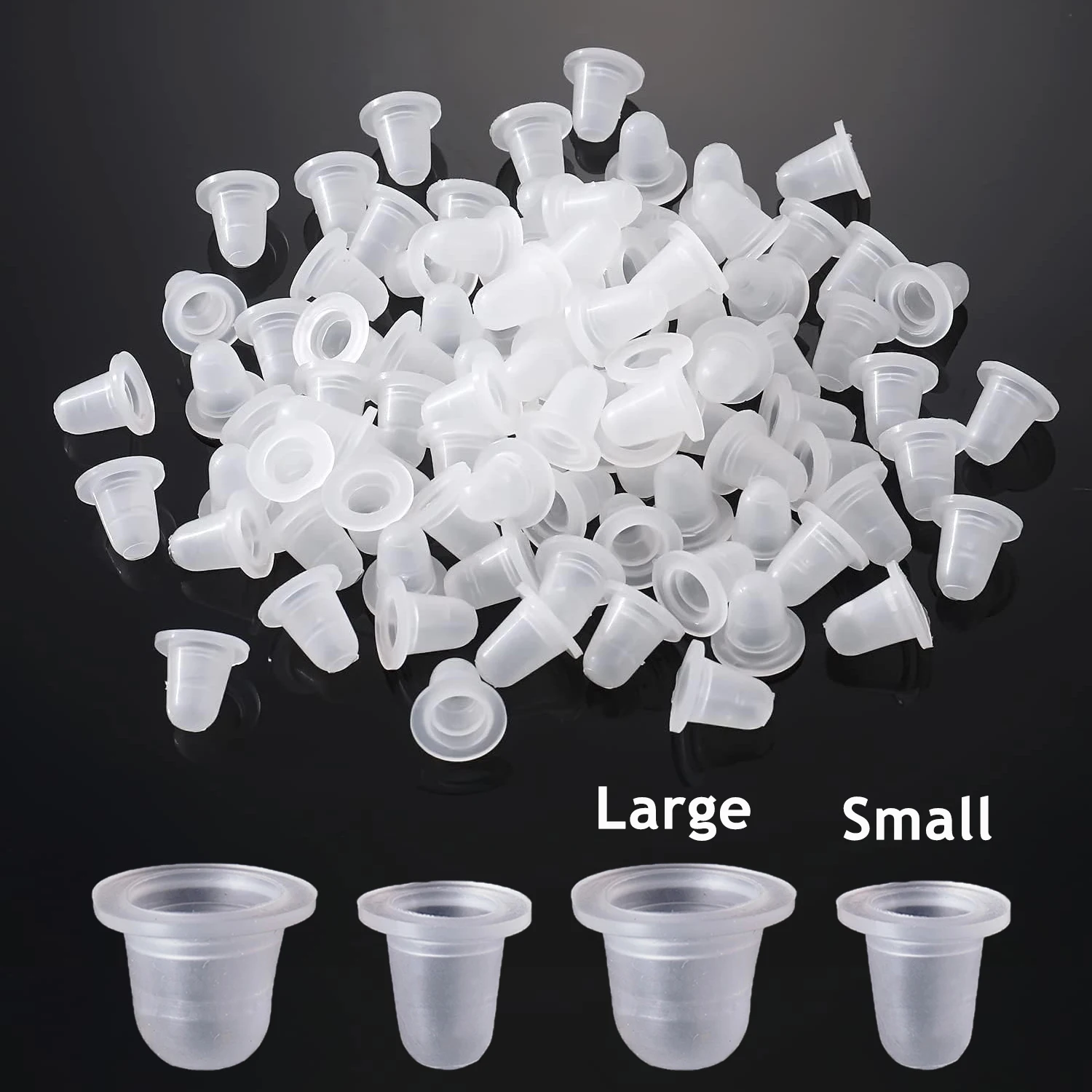 

1000/500/100PCS Tattoo Ink Cup Small&Big Size Soft Silicone Pigment Holder Container Caps Permanent Tattoo Makeup Eyebrow