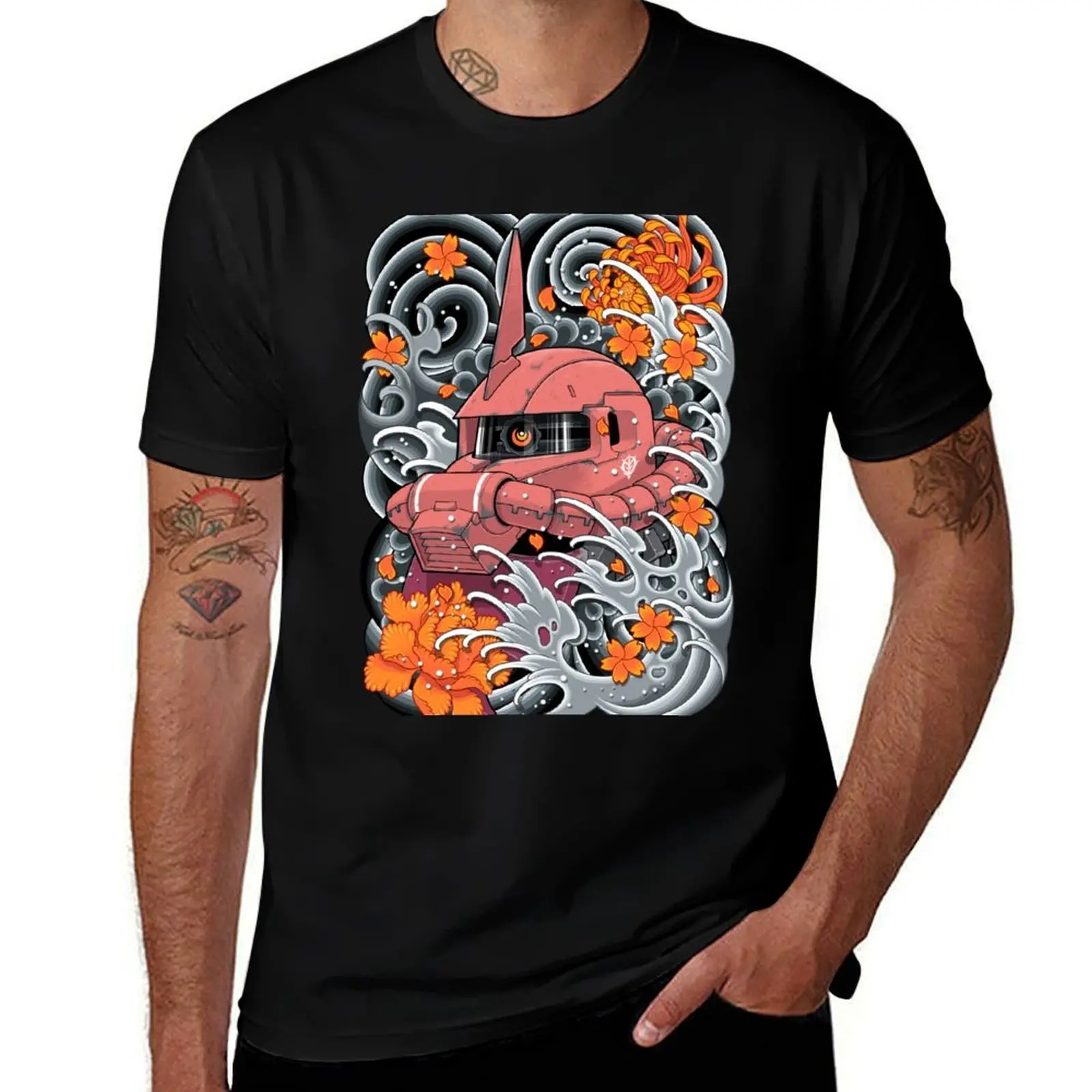 Zaku Char Tattoo T-Shirt basketball graphic tees fashion shirts shirts graphic baggy shirts men clothing