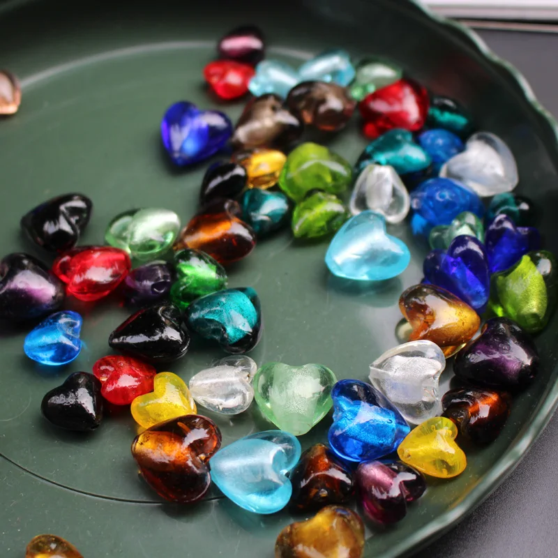 12mm Herzperlen, lampeffektveredelte Glasperlen, rot-rosa Mischung für Schmuckherstellung, Schmuckzubehör, weiße Accessoires, DIY Bijoux – Detail 20