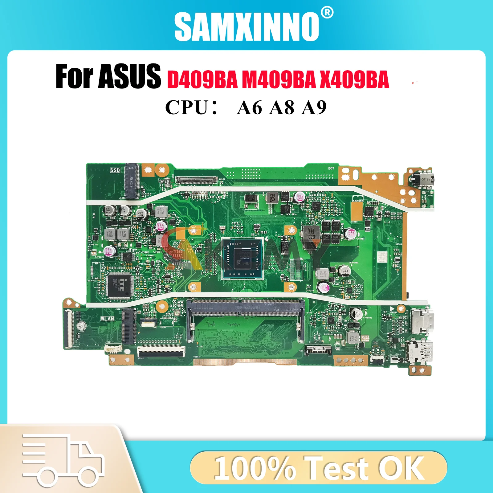

X409BA Материнская плата для ноутбука ASUS VivoBook X409BA D409BA X409B D509BA M509BA M409BA Материнская плата с процессором A6 A8 A9 100% тест в порядке