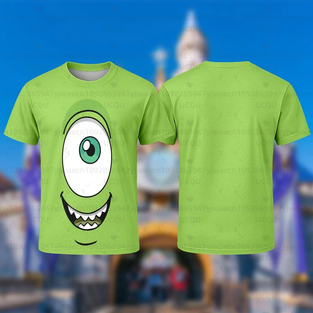 

Мужские, женские, детские футболки с 3D-принтом «Университет монстров», с коротким рукавом, парные, для родителей и детей, с мультяшными персонажами