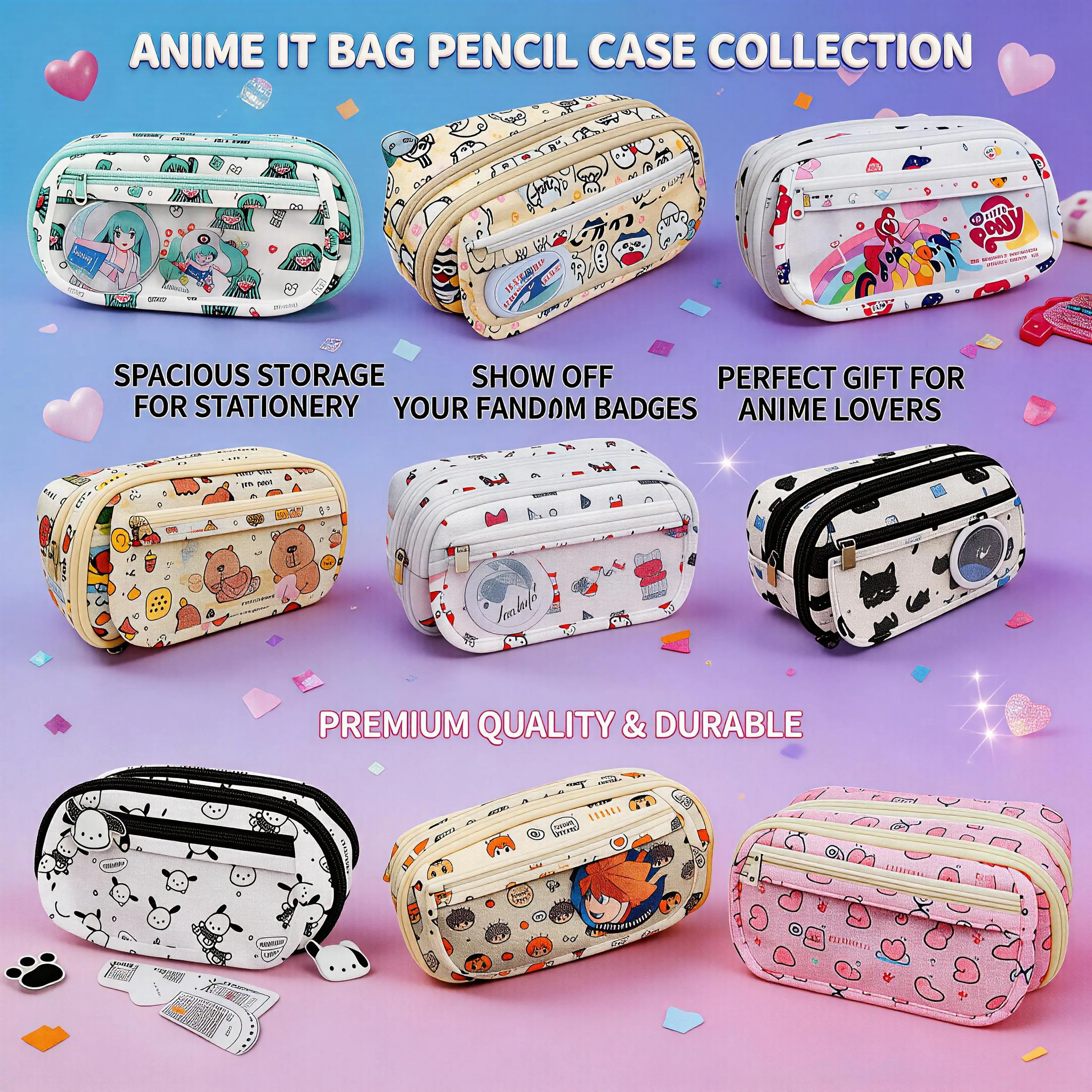 

Hatsune Miku Pencil Case Cute Anime Cosplay Pain Bag Large Capacity Stationery Bag for Students Multi Layer Makeup Storage