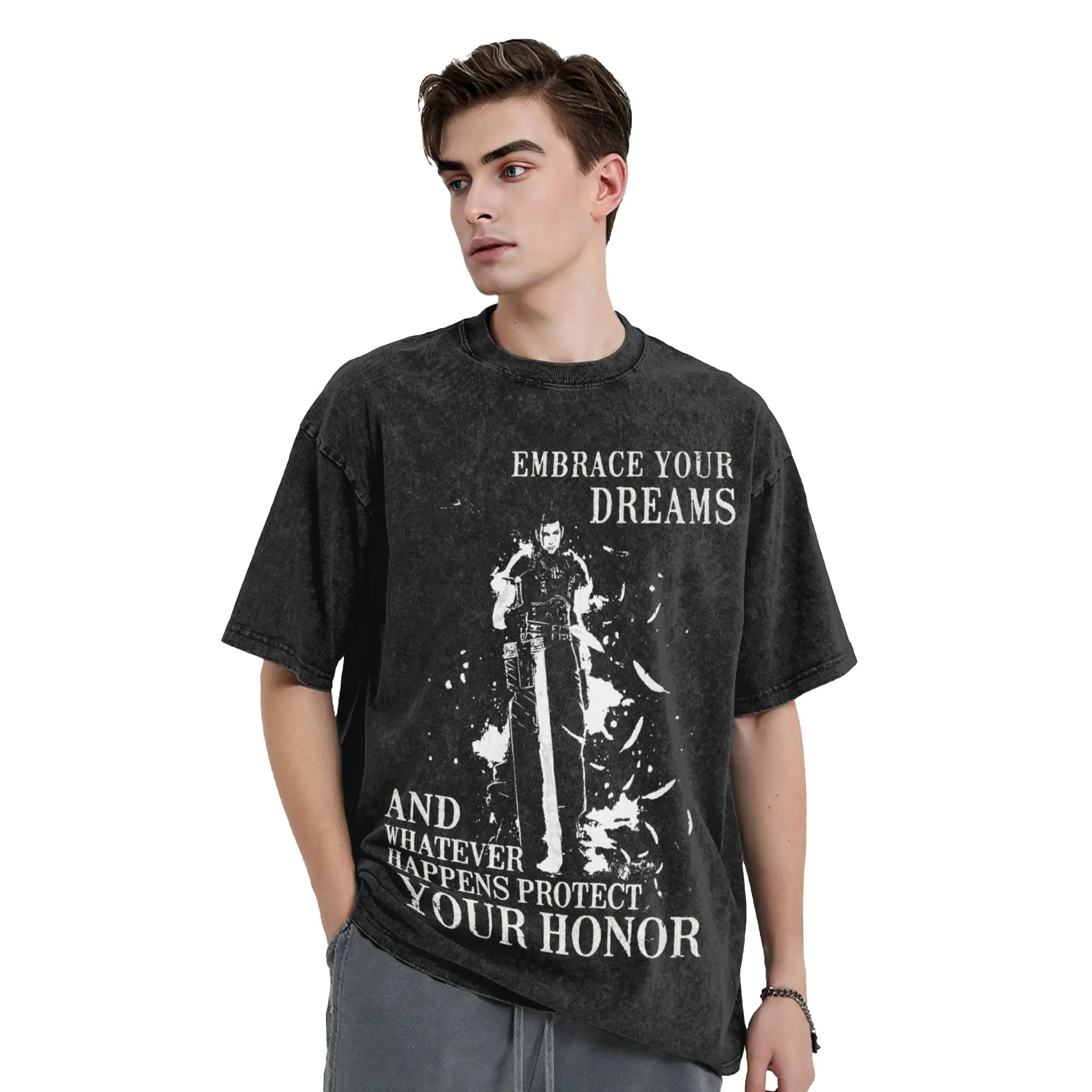 Finals Fantasys Video Game Vintage Washed T-Shirts Men Women  Hipster Cotton Tee Shirt Round Neck Short Sleeve T Shirt Original