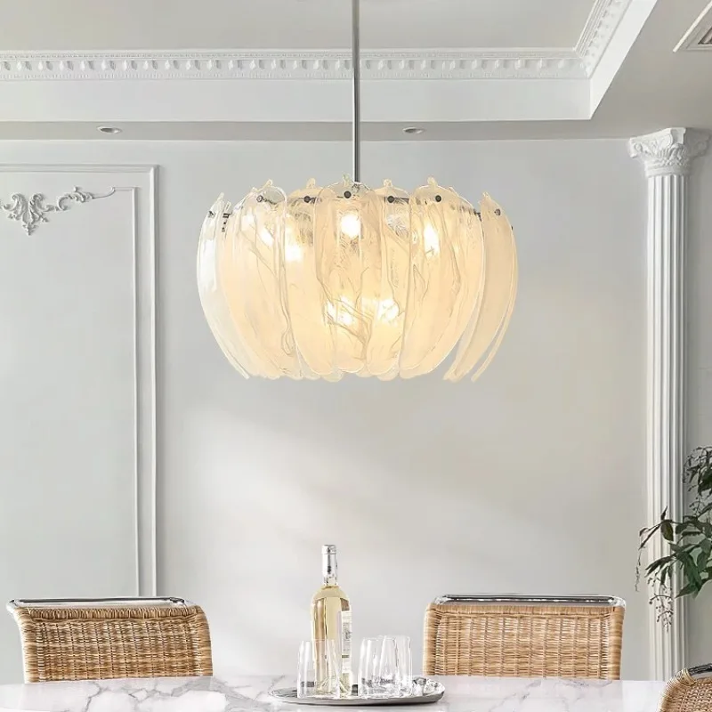 

French restaurant designer, living room atmosphere chandelier simple modern glass bedroom main light led light