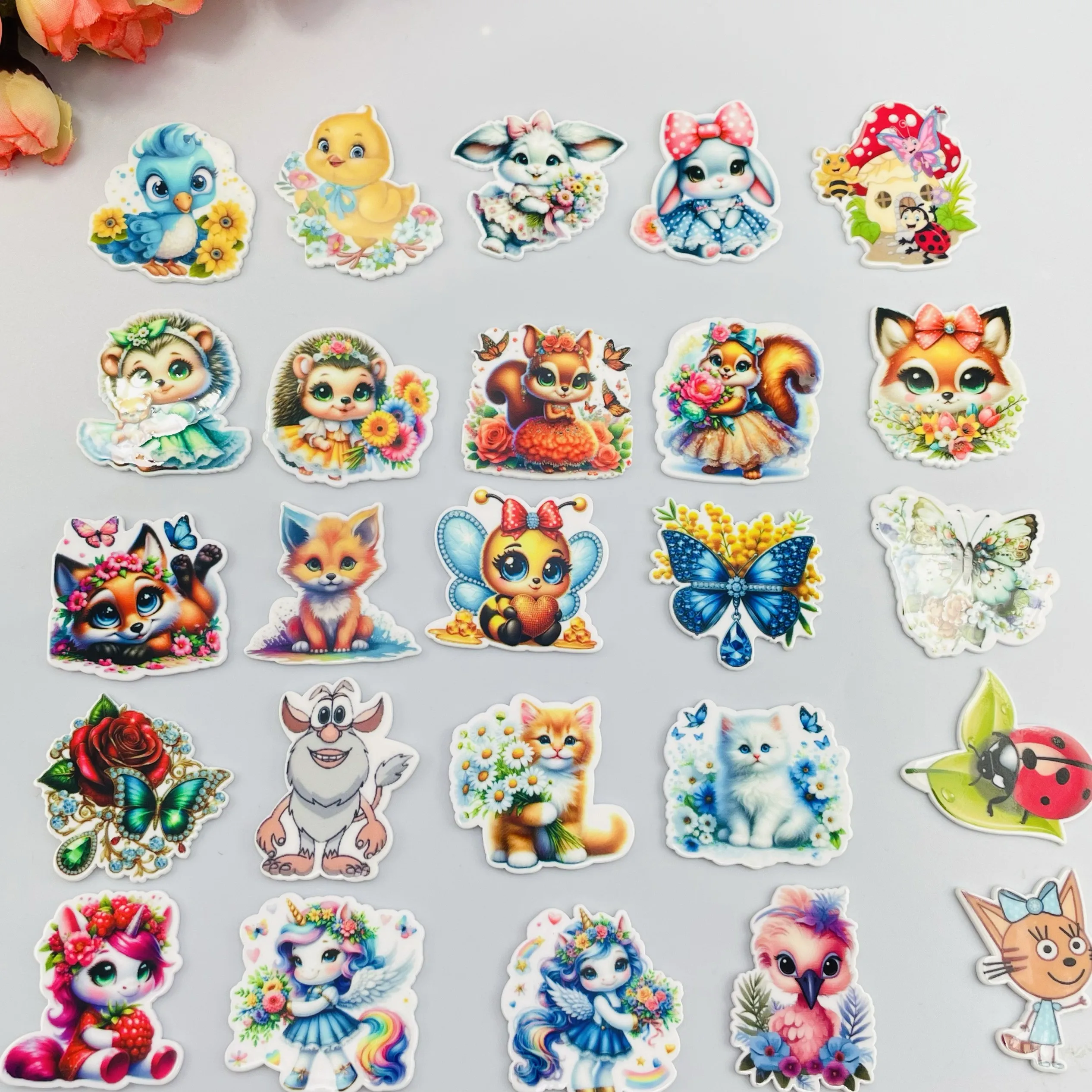 10pcs Cute animals Resin Planar  back Art Decoration Charm Craft DIY Hair Ornament Accessories,