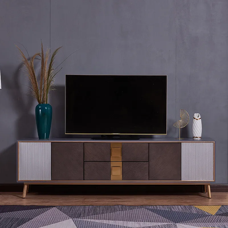 Modern minimalist living room light luxury TV cabinet, coffee table combo set, integrated TV cabinet
