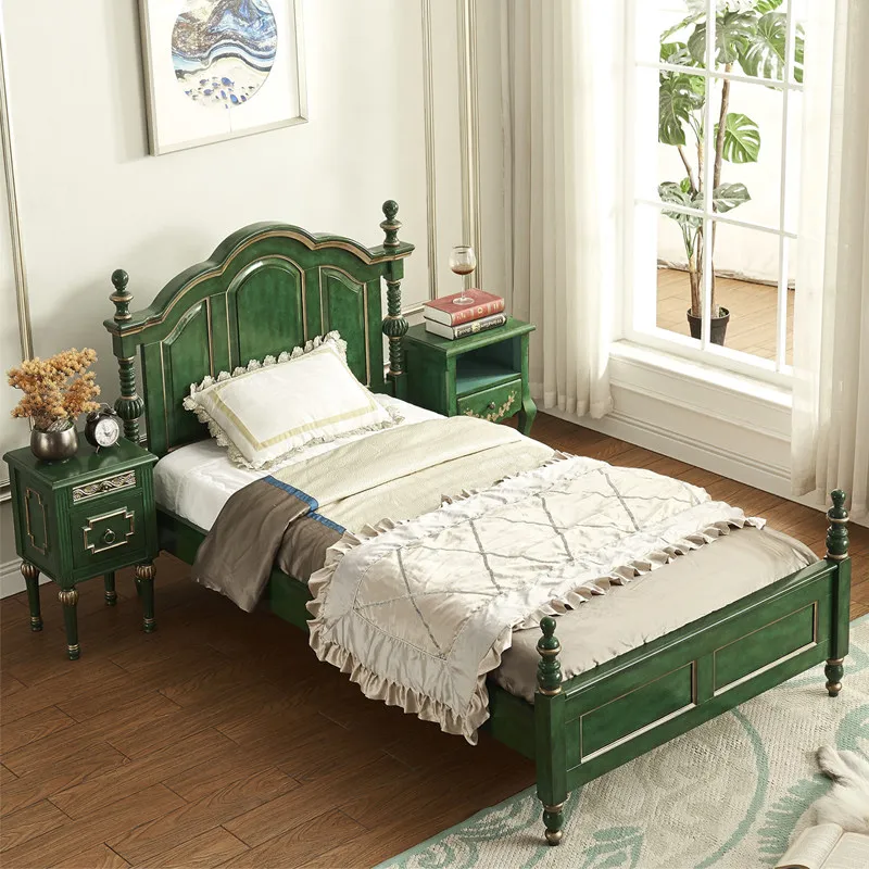 

Nordic Designs House Bed Headboard Green Unique Luxury Modern Frames Bed Bedroom Room Wooden Camas Dormitorio Furniture Home