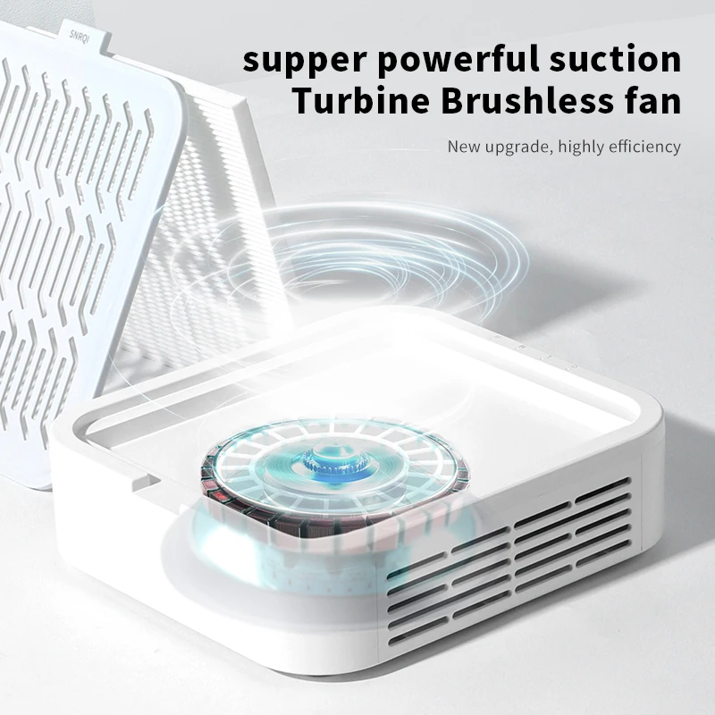 Turbine Brushless Nail Dust Remover ดูดแรง 120W เครื่องดูดฝุ่นเล็บสําหรับเล็บพร้อมตัวกรองแบบถอดได้ปรับความเร็วได้