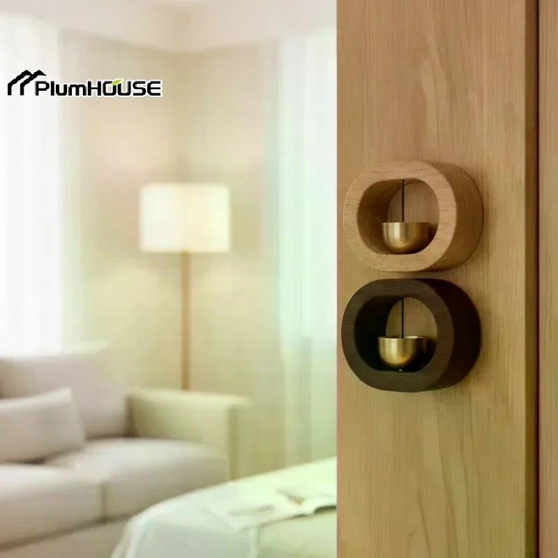 Cartoon Doorbell Door Opening Reminder Wind Chime Japanese Style Solid Wood Magnetic Copper Bell Home Decoration