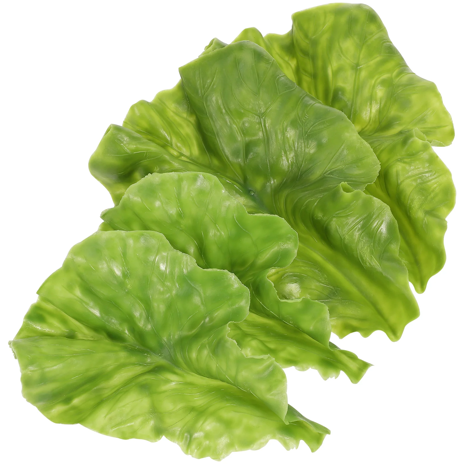 4 Pcs Simulated Lettuce Leaf Props Artificial Vegetable Decors Shop Photo Fake Vegetables Plants PU Realistic