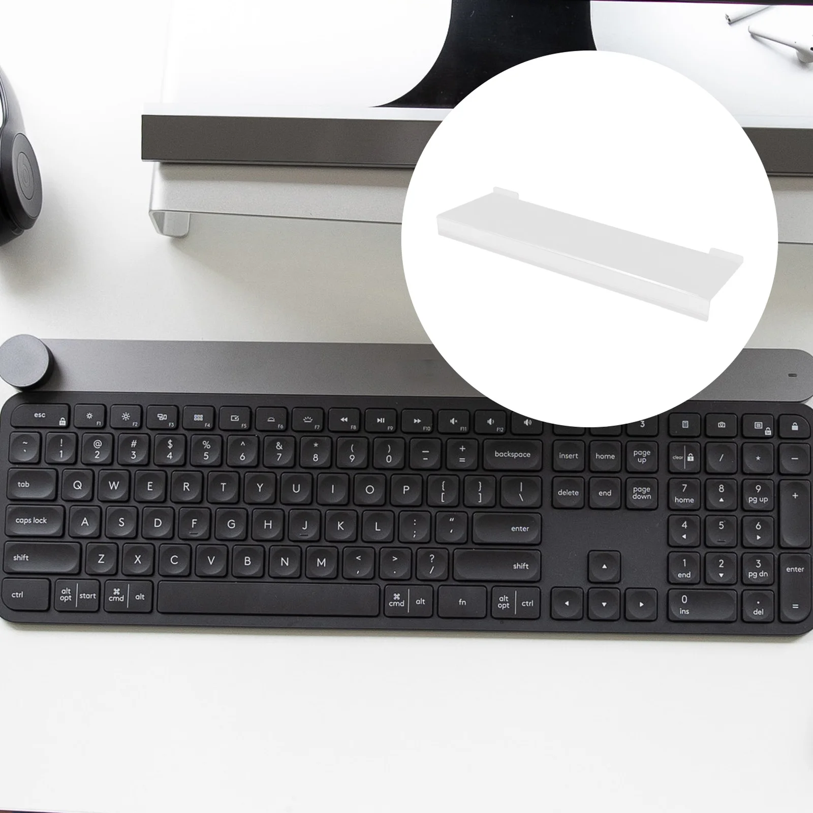 

Computer Keyboard Stand Transparent Lightweight Durable Anti Slip Low Front Lip Ergonomic Typing Keyboard Tray for Desk
