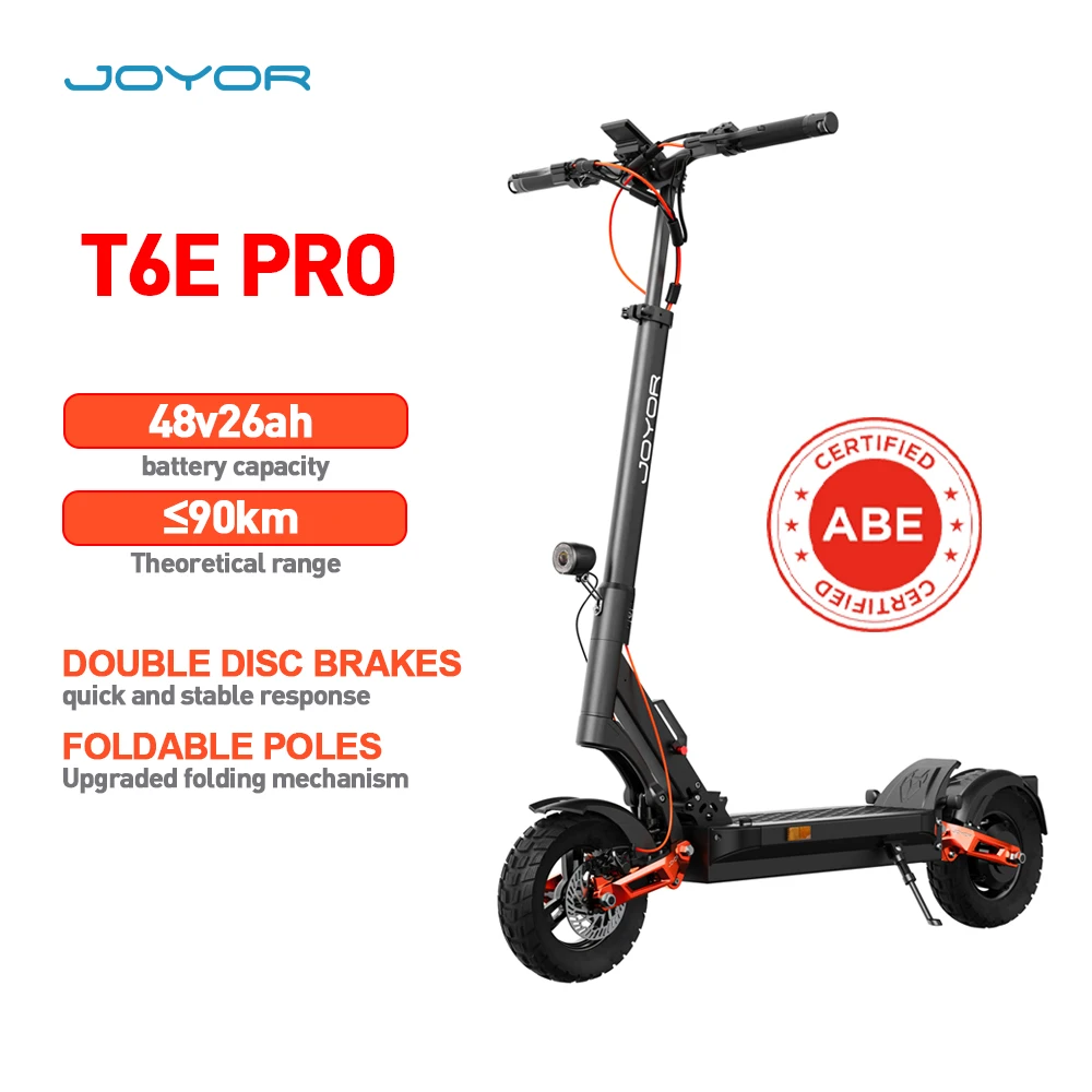 JOYOR T6E PRO(ABE) Elektroroller für Erwachsene, 48V26AH Akku, E-Mountain-Scooter, 10 Zoll Offroad-Reifen, faltbarer E-Scooter