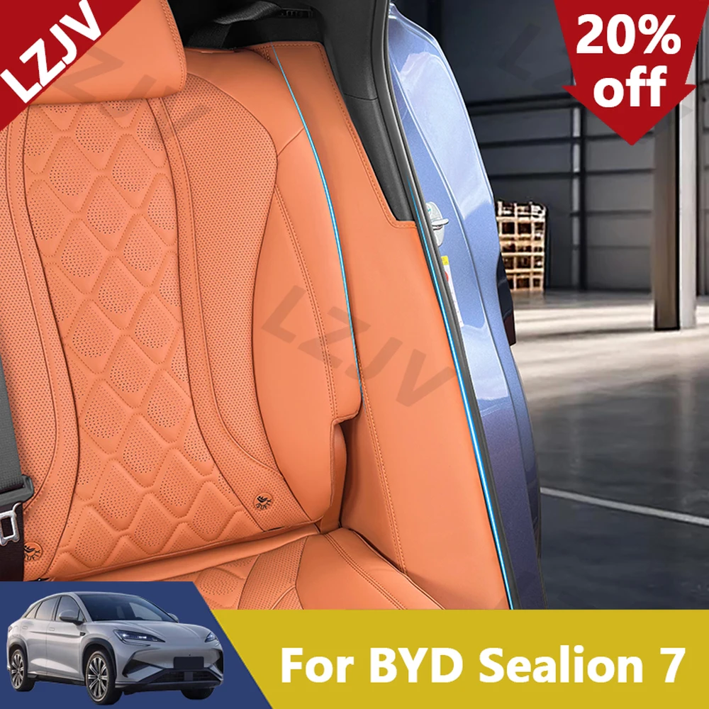 New 2 Pcs For 2024 2025 BYD Sealion 7 EV Rear Seats Anti Kick Pads On Both Sides Interior Products Scratch Resistant Leather Pad