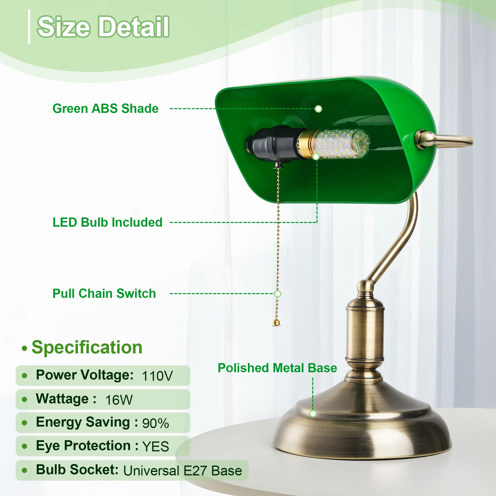 

E27 bulb bank table lamp without bulb zipper switch acrylic lampshade bedroom office reading desk lamp