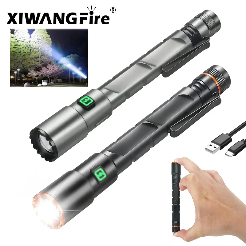 Mini Flashlight 2000LM USB Rechargeable Small Flashlight with Clip Magnetic Pocket Light for Camping Hiking Emergency situations