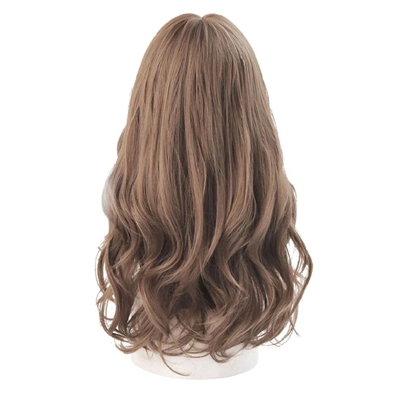 24 Inches Front Lace Wig For Black White Women Cosplay Natural Fiber Hair Bob- Water Wavy Wig