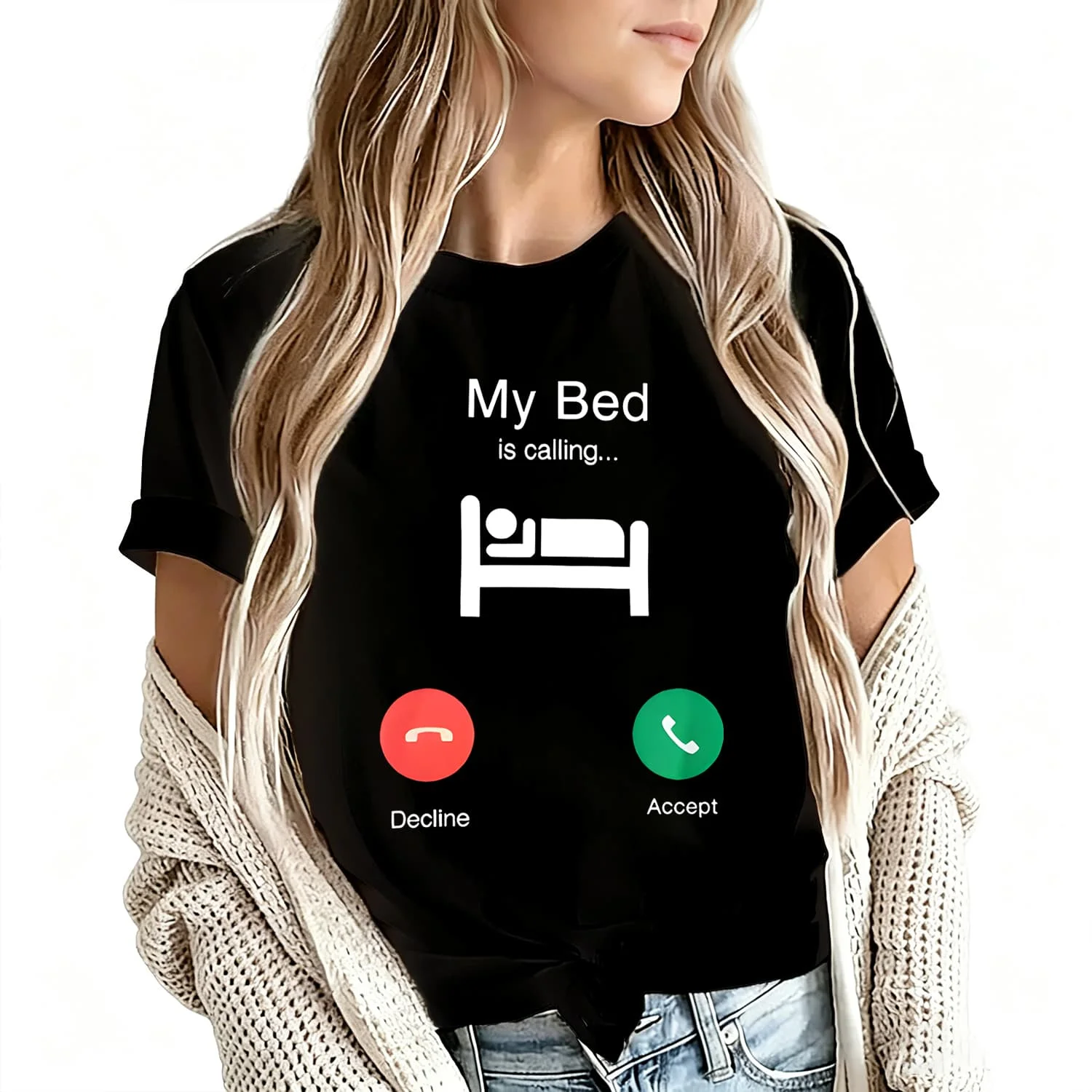 My Bed Features Exquisite Patterns Women's T-Shirt 100% Cotton Funny Graphic Short Sleeve Tee Novelty Shirt Casual Crew Neck Top S-5Xl