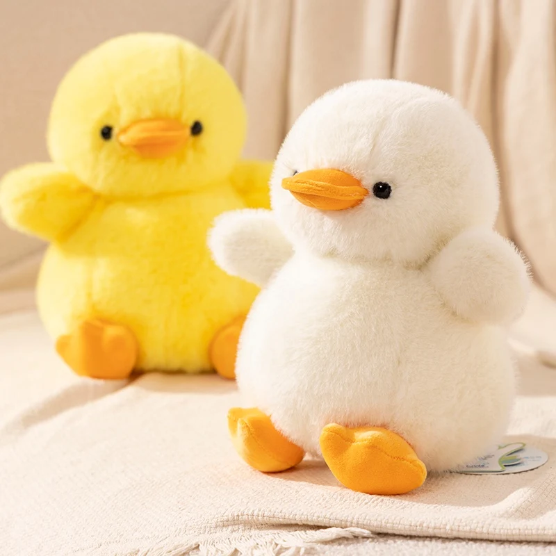 Juguetes de peluche de pato amarillo de simulación, almohada de ganso de dibujos animados de Animal de peluche suave, lindo pelo esponjoso, regalos de decoración de habitación Kawaii, 25-32cm, 1PC