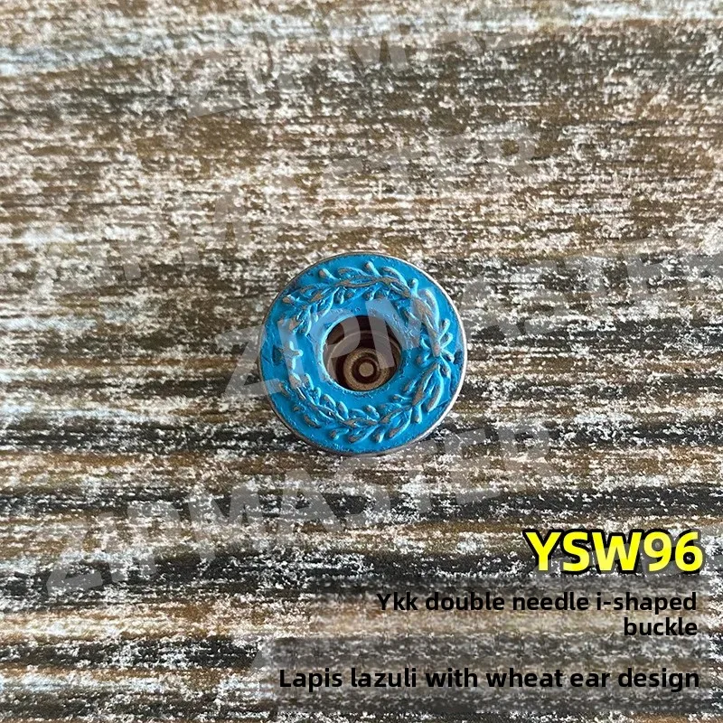 

10 Pieces Genuine YKK Double Needle I-shaped Buckle, Denim Buckle, Wheat Ear Pattern, Five Lapis Lazuli Color 17mm