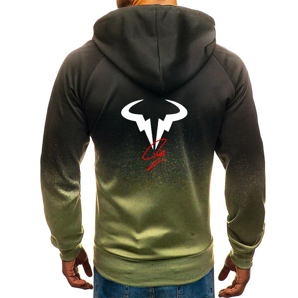 Rafael Nadal tennis player 2023 Men\'s Casual Fashion New Gradient Color Harajuku Hoodies Zipper Clothing Popular Coat Tops