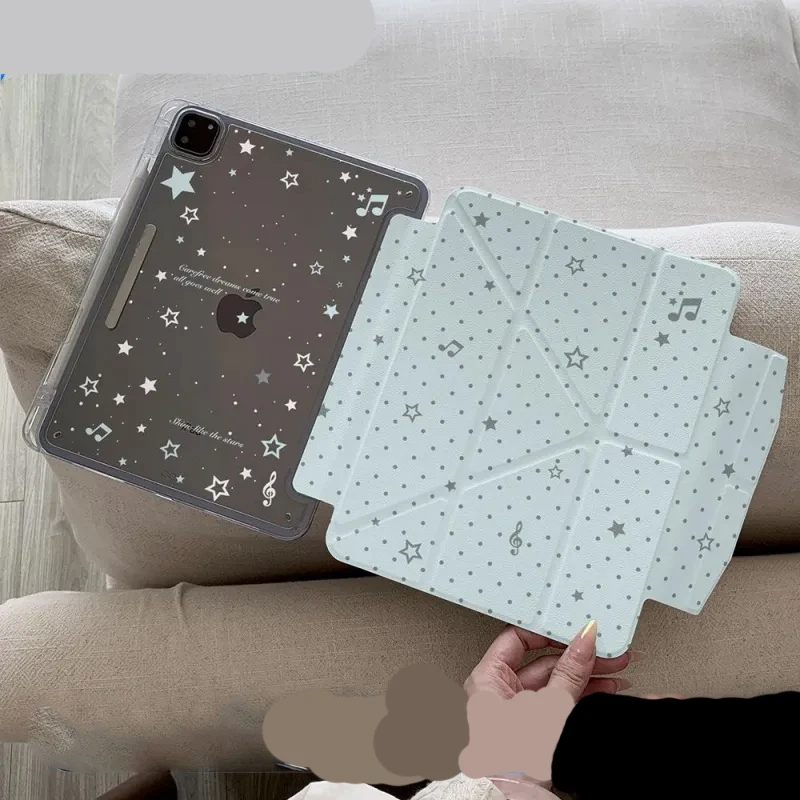 Fresh Wave Dot Blue Creative Star Simplicity Ins For iPad Case iPad 10 9 8 7 2025 Air 5 4 3 2 Pro 11 Mini Shockproof Clear Cover