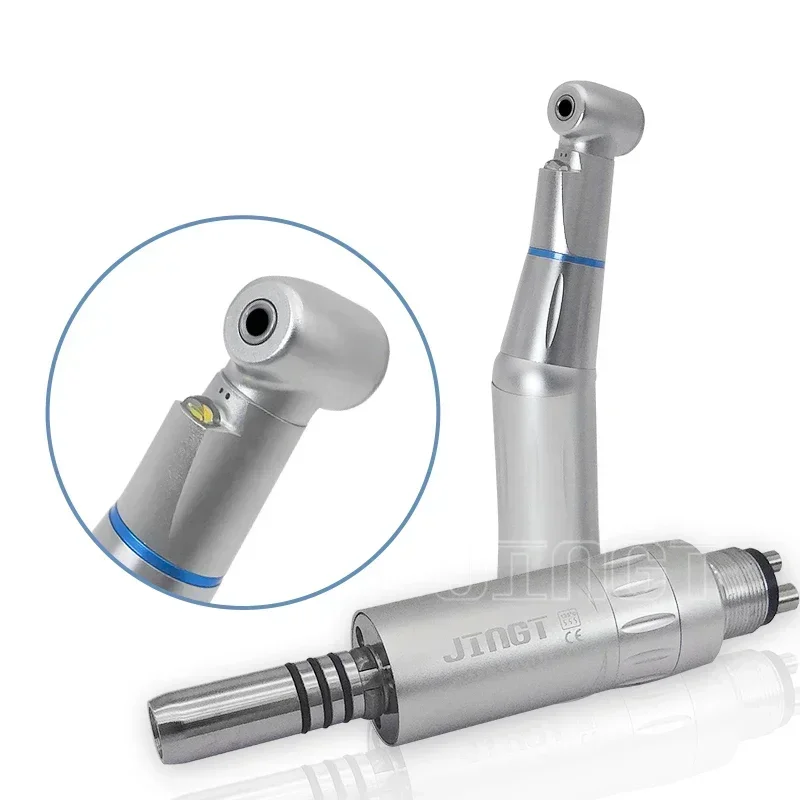 

Dental Low Speed Contra Angle Handpiece Set - 4/2 Holes Air Turbine Motor with Straight and Internal Water Spray, Push Button