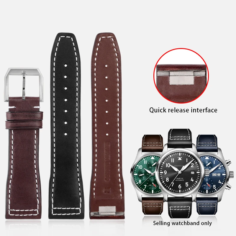 High Quality Quick release Italian Genuine Cowhide Watchband Fit for IWC Pilot's Series Watch IW377714 Cowhide Strap 20mm 21mm