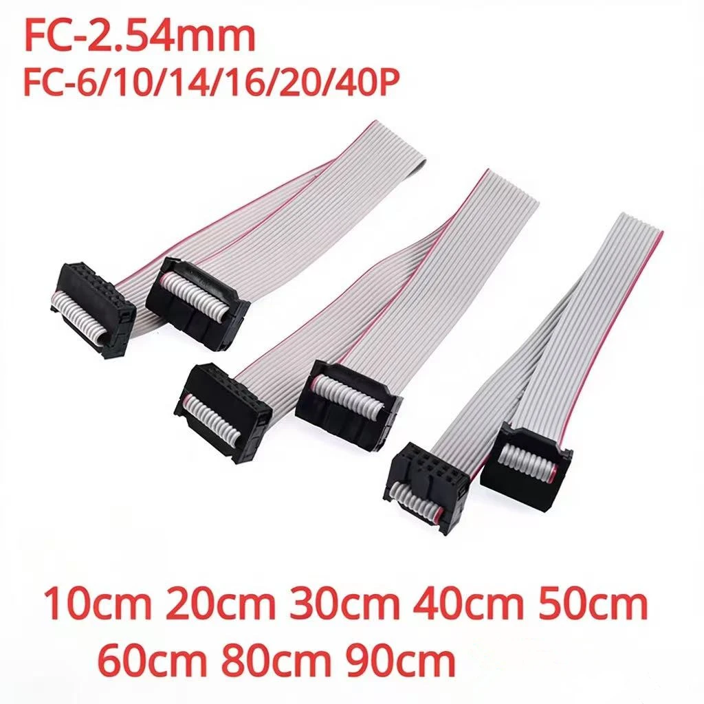 2pcs 2.54MM Pitch JTAG ISP AVR Download Cable Wire FC-6/10/14/16/20/40P Connector 10cm 20cm 30cm 40cm 50cm 60cm 80cm 90cm 100cm
