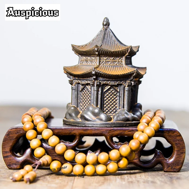 ZAEYORIA Ancient Pavilion Tea Pet Ancient Lucky Model Tea Figurine Play Toys Tea Statue Ornaments Office Table Lucky Model Craft
