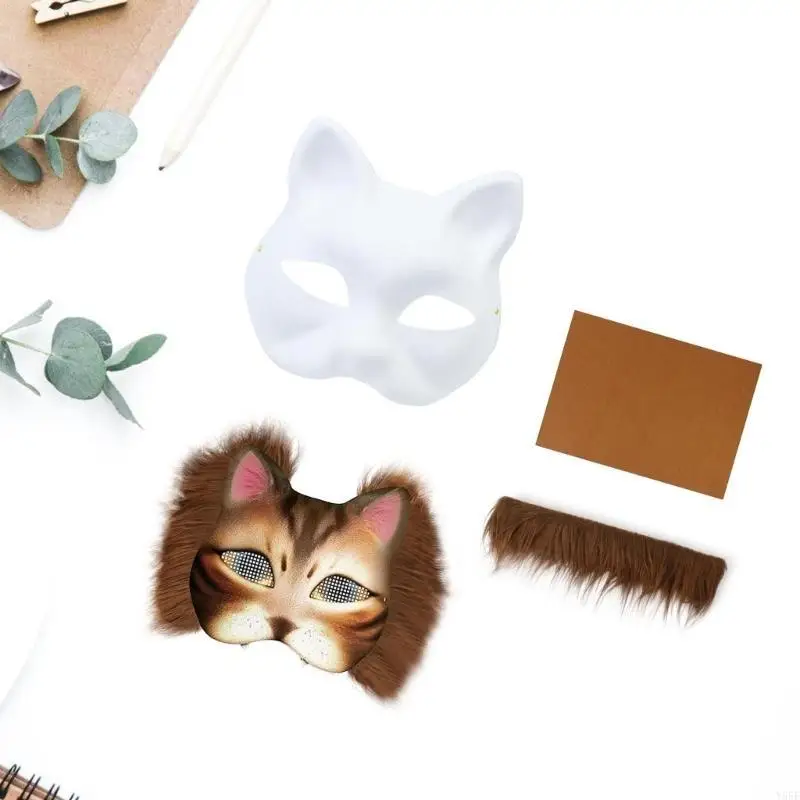 Y55F Cats Cats Mask Set Set Set Masquerades Mask Mask Mask Mask Halloween Supplies