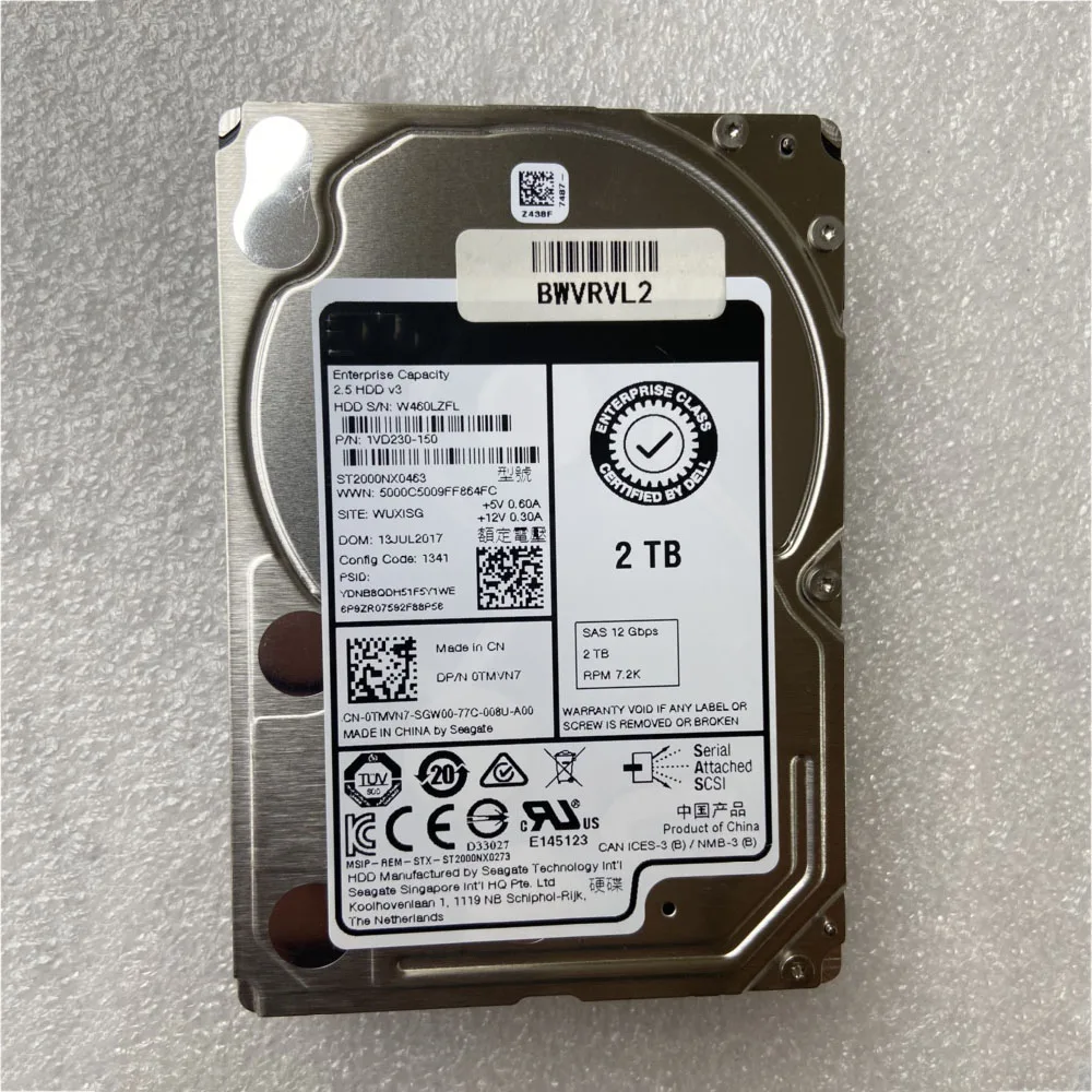 2TB For Dell Server Hard Disk 2T SAS 12G 7.2K 2.5