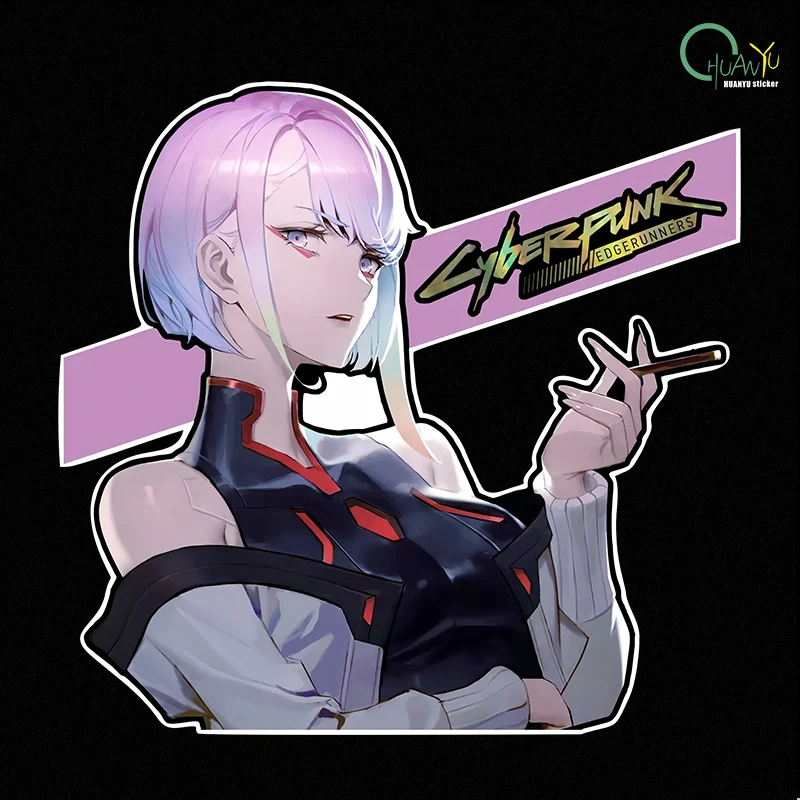 Cyberpunk anime Edge Runner 2D car sticker, Lucy waterproof car and motorcycle computer case sticker Cyberpunk anime Edge Runner 2D car sticker, Lucy waterproof car and motorcycle computer case sticker