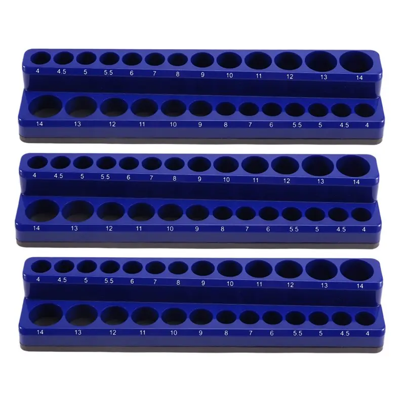 

Профессиональный магнитный держатель для торцевых головок YANA50I, привод 1/4 дюйма, набор из 3 предметов, органайзер для хранения метрических головок