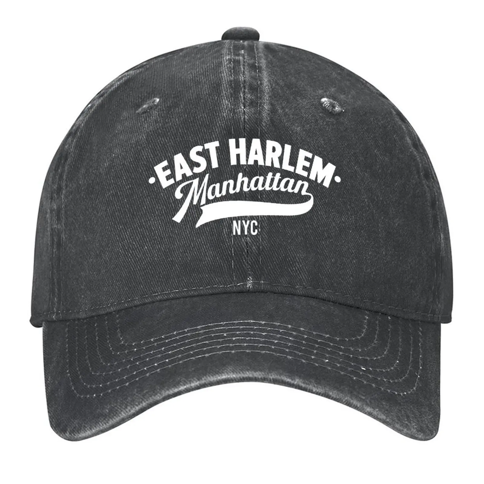 

East Harlem Manhattan Minimal Typo Art - T-Shirt & Apparel Design Baseball Cap Big Size Hat Funny hats Hats Woman Men's