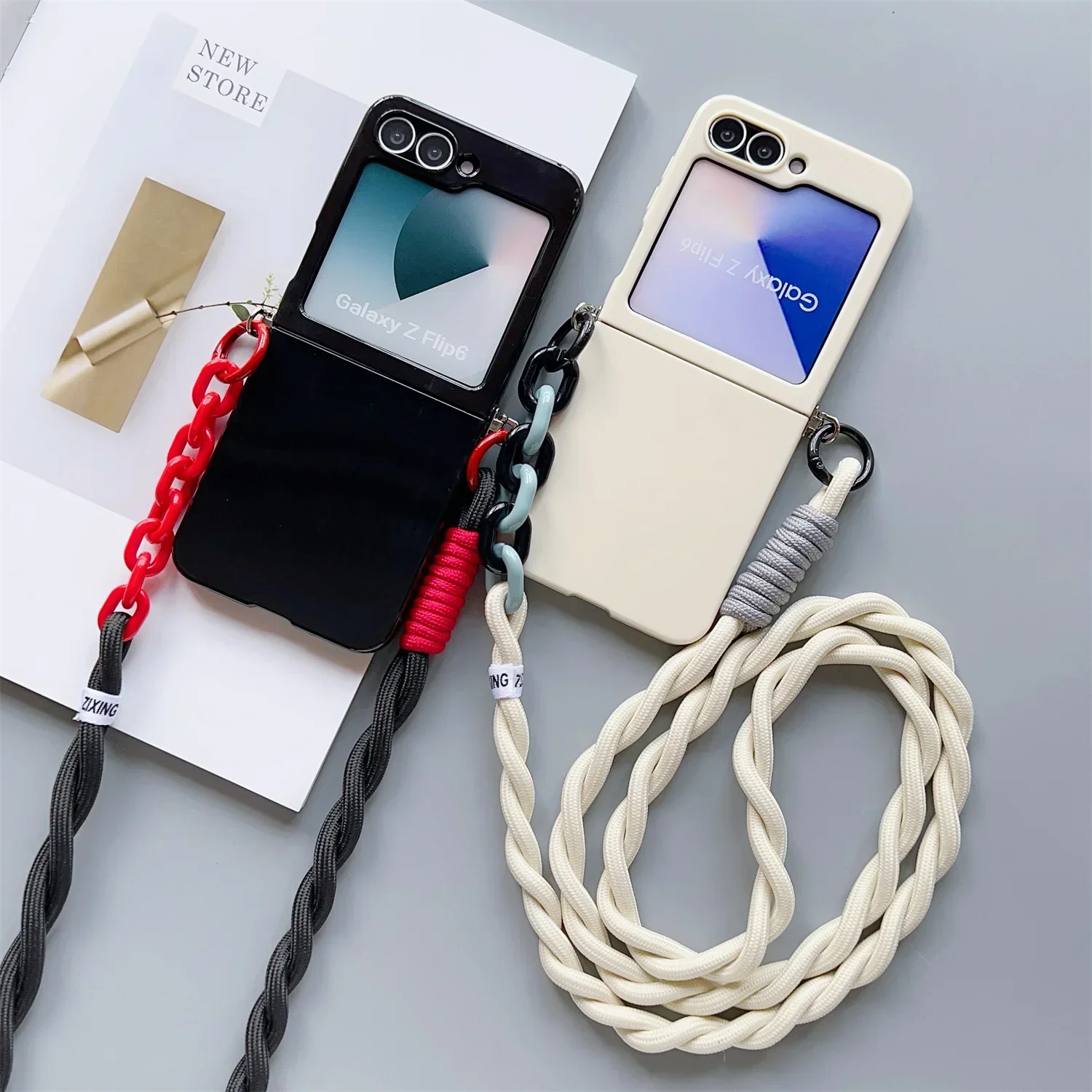 Candy Solid Schutzhülle mit Umhängeband, schlanke Handyhülle für Samsung Galaxy Z Flip 8 7 4 5 6 Flip6 Flip7, niedliche Hülle – Detail 16