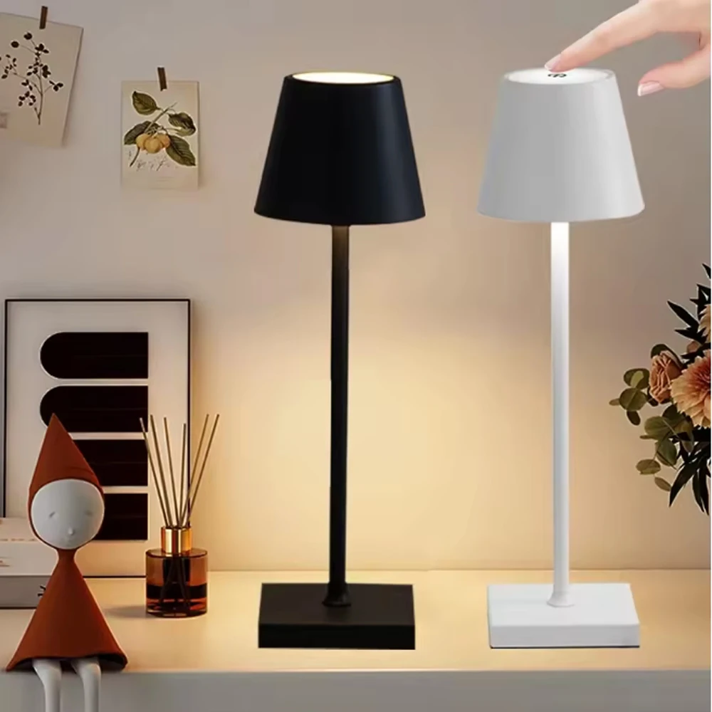 

Modern LED Table Lamp Rechargeable Three Color Light Dimmable For Living Room Bedroom Study Room Restaurant Desktop Decor Lights