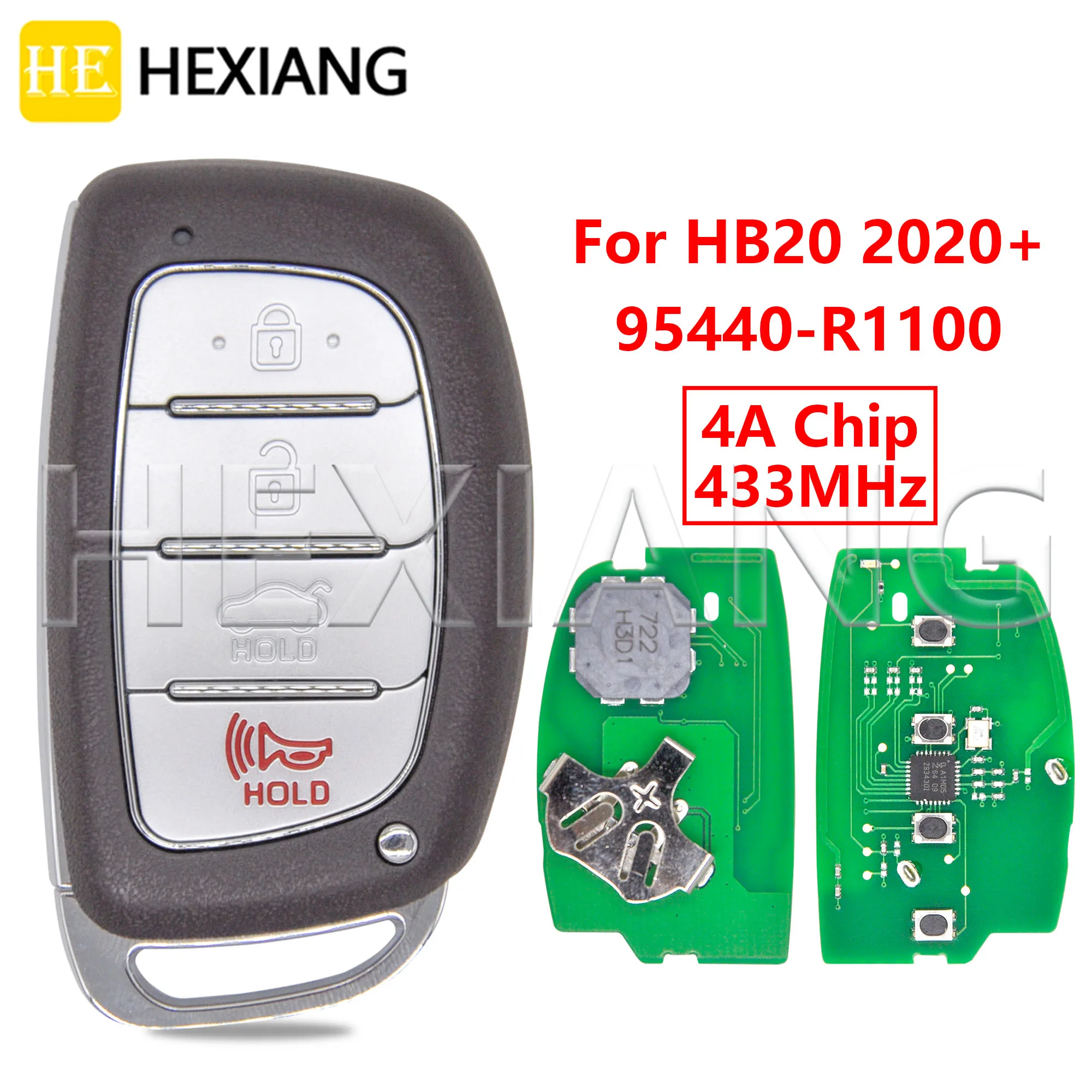 HE HB20 4A Chip 433MHz Proximity Car Remote Key 95440-R1100 For Hyundai HB20 2020 2021 2022 2023