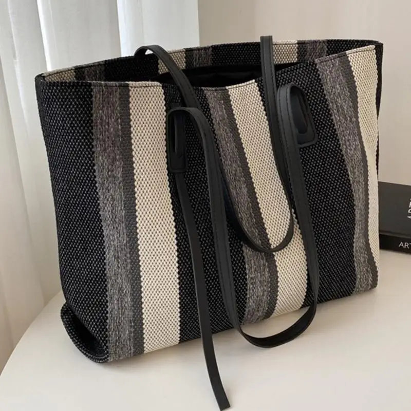 Summer Bags for Woman 2024 Stripe Designer Shoulder Crossbody Shopper Storage Bag Women Casual Canvas Handbag Tote Bag