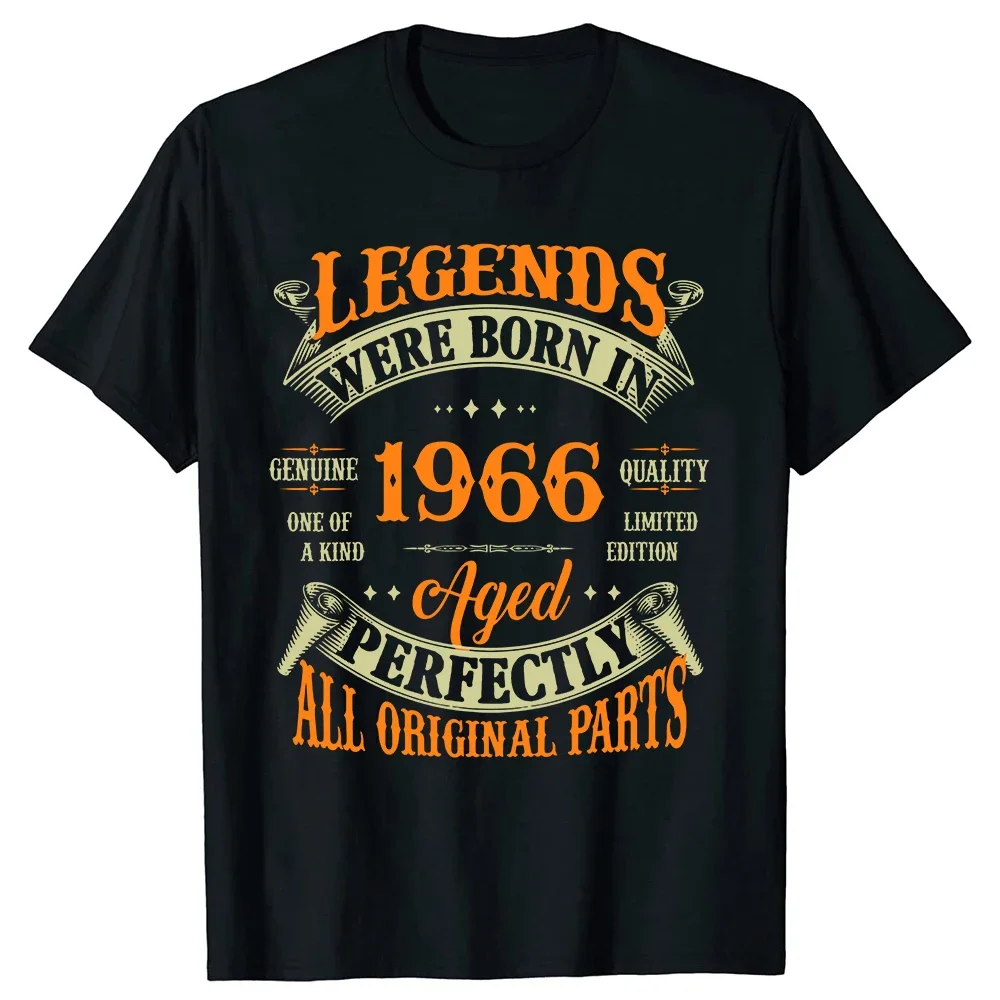 Cotton Tshirt Men Crew Neck Tops Legend Since 1966 Mens T-Shirt 58th Birthday Present-Gift New T Shirts Black T-shirt