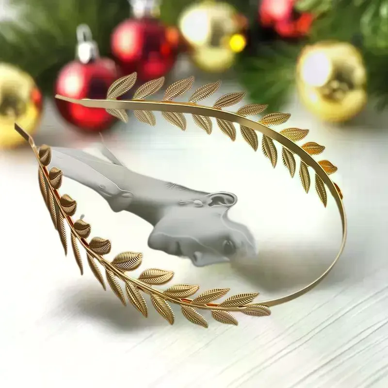 جديد ريترو الذهب اللون ورقة عقال خوذة تاج تيارا غطاء الرأس آلهة اليونانية رئيس مجوهرات العروس الزفاف إكسسوارات الشعر #6