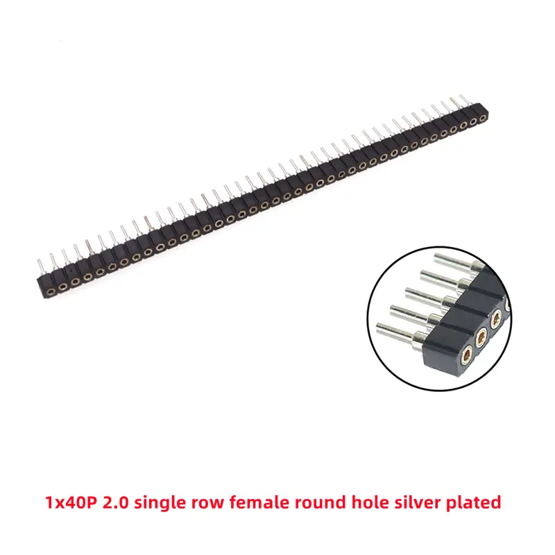 5 Pcs Round Hole Pin Header 2.0MM/2.54MM Pitch Row Female/Male, Single Row 1x40P Row 2x40P Double Row Pin Round Pin Gold Plated - Image 15